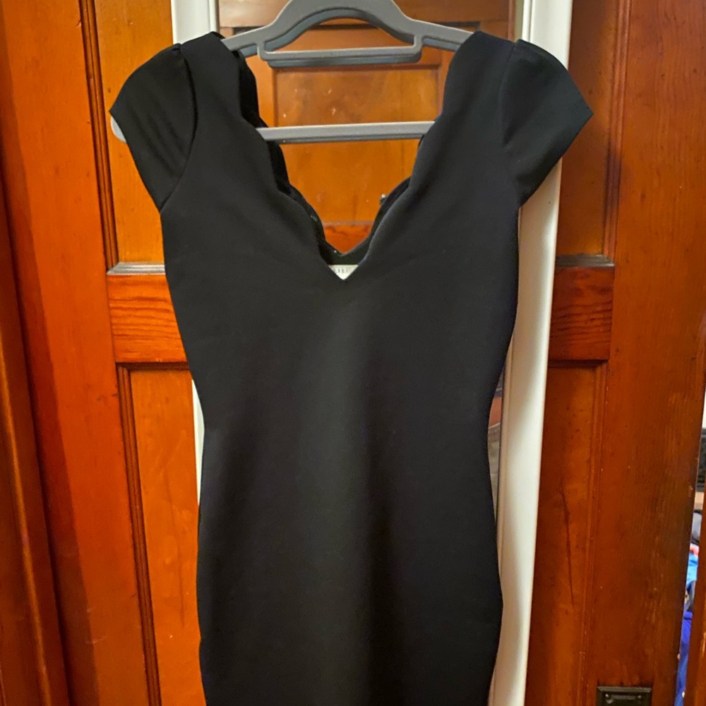 Cooperative Scalloped Neckline Black Dress